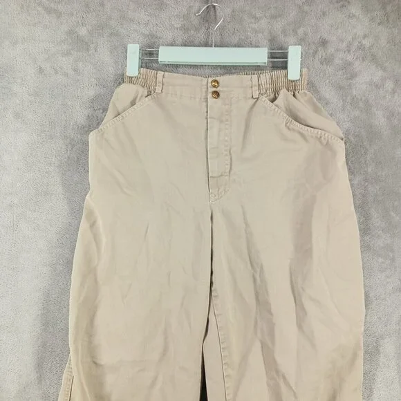 Vintage LIZ CLAIBORNE Carrot Pant MEDIUM(8-10) Women Casual  Tan Woven Cotton - Picture 2 of 12